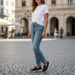 Women’s Black Mesh Athletic Sneakers Walking Moccasins Shoes Sz 10 NWOB